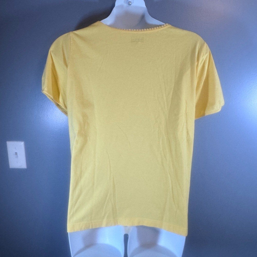 Basic Editions Yellow Short Sleeve Top 3X | Soft Casual Tee Blouse - Picture 5 of 11